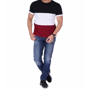 T-shirt uni pour homme à trois tons, 100 % coton, vente en gros pour impression - Product Image 2
