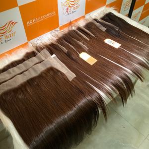 Extensions de cheveux humains vierges alignés sur les cuticules 100% Super Bone Straight Brown avec fermeture assortie - Product Image 1