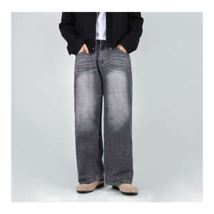 Men's <b>jeans</b> Fashion Pants K-Fashion Side Slit Denim Trousers Vintage Washed Wide Leg 2COLOR <b>Soft</b> Cotton Casual Everyday Outfit - Product Image 6