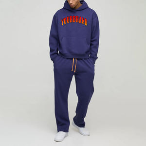 High quality <b>100</b>% mens tracksuit Blank Oversized drop shoulder solid color Baggy Plain Heavyweight hip hop 2 piece Set for man - Product Image 1