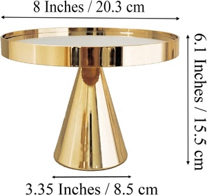 Support à gâteau métallique doré lumineux avec miroir, support de piédestal, Design éblouissant, décoration de Table de mariage, présentoir à gâteau - Product Image 3