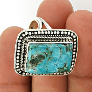 แหวนรองเบาะทำด้วยมือพลอยเทอร์ควอยซ์ธรรมชาติดีไซน์ทันสมัย925เครื่องประดับเงินสเตอร์ลิงขายส่งราคาโรงงานอินเดีย - Product Image 5