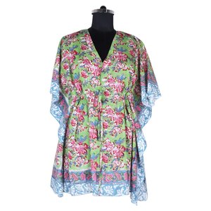 Dernières robes musulmanes Maxi Kaftan longueur genou Abaya en coton pour adulte grande taille sans manches motif imprimé style vestimentaire simple - Product Image 3