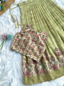 La última colección Tussar Silk con bordado Kantha Lehenga Choli Work Exportador mundial de Surat - Product Image 2