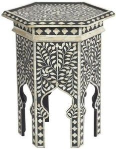 Table d'appoint en incrustation d'os de style moderne de luxe Table de chevet noire armoire conceptions intégrées pour la maison école meubles faits à la main inde - Product Image 6