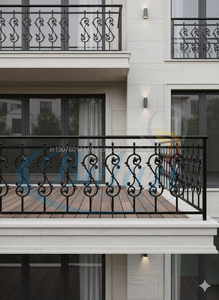 Barandilla de Hierro Fundido Gris de Diseño Mozart, Sin Marco, Protección UV, Resistente al Óxido, Moderna, Elegante, Balaustre de Metal Pulido para Balcón - Product Image 4