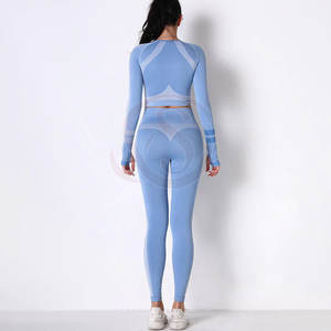 Conjunto de Yoga de 2 Piezas para Mujer, 100% Algodón, Escote Bardot, Cintura Alta Elástica, Transpirable, Top Corto y Pantalones Largos - Product Image 5