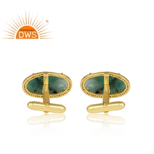 Hot Selling Sterling Silver Natural Diamond and Emerald Gemstone Cuff Link Custom Jewelry Manufacturer - Product Image 3
