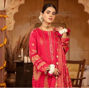 Collection exclusive de robes de pelouse indiennes pakistanaises avec impression 3D et col brodé Prêt-à-porter Taille personnalisée pour les fêtes - Product Image 3