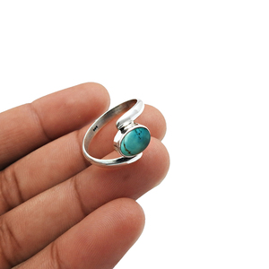 Gran oferta, anillo de forma ovalada de piedras preciosas de turquesa Natural de Plata de Ley 925 para mujer, joyería hecha a mano para compromiso de aniversario - Product Image 2