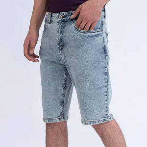 Pantalones Cortos Vaqueros Sólidos para Hombre, Tendencia 2026, Pantalones Cortos Vaqueros Holgados Lavados, Logotipo Personalizado, 100% Algodón, Pantalones Cortos Casuales hasta la Rodilla para Hombre - Product Image 3
