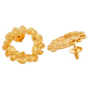 Luxury Gold Plated Designer Circular <b>Earrings</b> Fashionable Jewelry for Women's Casual and Western Outfits - Product Image 2