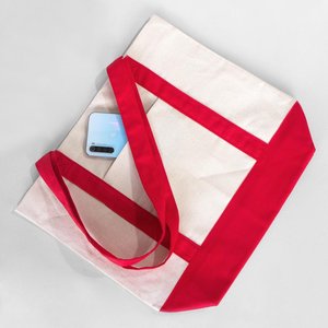Eco-Friendly Cotton <b>Large</b> Tote <b>Bag</b> Red Handles 16x14x5 Leopard Letter Pattern Recyclable <b>Canvas</b> Shopping <b>Bag</b> for Advertising - Product Image 1