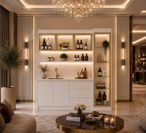 Meuble de rangement moderne de luxe sur mesure pour salon de beauté et hôpital/centre commercial, avec étagères vitrées, meuble sous-évier et boîte à lumière – Vente directe usine - Product Image 5