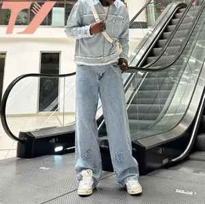 Design vieilli personnalisé pour hommes droit Baggy lâche jean denim Sweetsuits bouton décoration respirant polyvalent pour toutes les saisons - Product Image 2