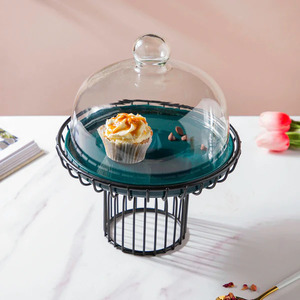 Hotel and Restaurant Aesthetic <b>Cake</b> <b>Server</b> Dessert Serving Rack With Dome Lid Multipurpose Usage Kitchenware <b>Cake</b> Stand - Product Image 1