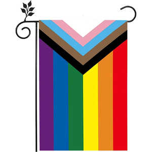 Paquete de 2 Banderas de Jardín Progress Pride, Todos son Bienvenidos Aquí, LGBT, 12x18 Pulgadas, Doble Cara, Banderas LGBTQ Transgénero Gay - Product Image 1