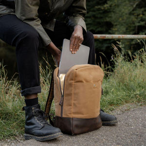 Sac à dos en toile et cuir de qualité supérieure, sac à dos d'école, de voyage et pour ordinateur portable, LCBP-0049 - Product Image 6