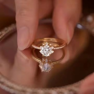 Anillo de promesa nupcial de boda de oro sólido de 1,50 quilates de 14 quilates, joyería fina de corte de diamante de racimo cultivado en laboratorio para fiestas y compromisos - Product Image 1