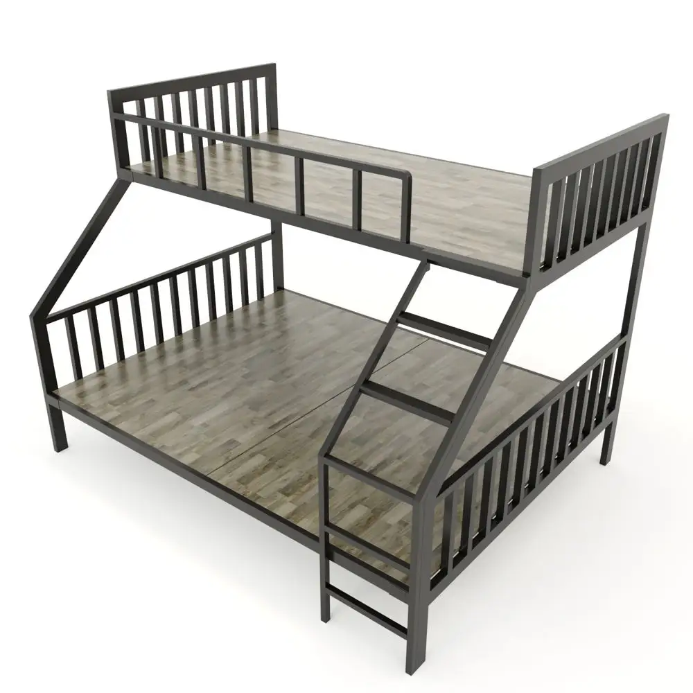 Cheap bunk Metal Bed Frame diassembly square pipe double-layer beds customized size for bedroom, dormitory, bed school hardwood