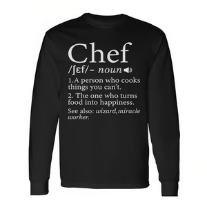 T-shirt à manches longues « Définition du chef » avec slogan culinaire – Vêtements promotionnels pour cuisiniers - Product Image 2
