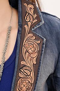 Western <b>Leather</b> <b>Jacket</b> Western Sport <b>Jacket</b> Womens Sport <b>Blazer</b> Womens <b>Leather</b> <b>Jacket</b> Women Denim Coat with Hand Tooling Carving - Product Image 4