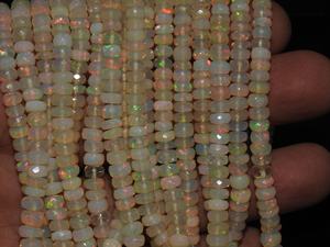 Perle d'opale éthiopienne en forme de rondelle à facettes multi feu 4-6MM environ grossiste fournitures nouveauté pierre naturelle - Product Image 3