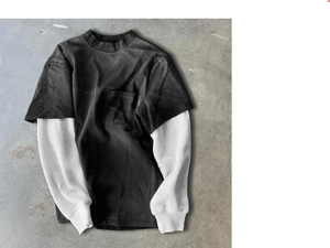 Broderie personnalisée impression homme polyester uni col rond sec manches longues t-shirt stock pour hommes - Product Image 2