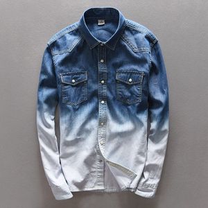 เสื้อเชิ้ตผ้าฝ้ายผ้ายีนส์กระดุมแถวเดียวแขนยาวกันรอยยับสำหรับผู้ชายฤดูใบไม้ร่วงฤดูหนาว - Product Image 6