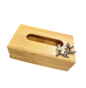 Wooden <b>Tissue</b> <b>Box</b> Rectangle Napkin <b>Tissue</b> <b>Holder</b> Facial <b>Tissue</b> Dispenser <b>Box</b> with Durable Wood & Reindeer Attach On Top - Product Image 3