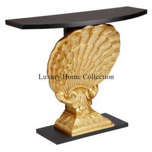 Côté en métal de tuyau de fer de couleur or et table de console faits à la main regard attrayant avec des fournitures d'accessoires de forme de rectangle de dessus de marbre - Product Image 4