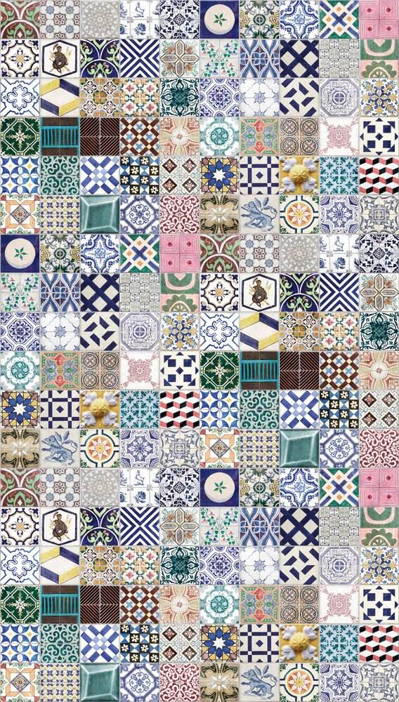 coloured blue green pink