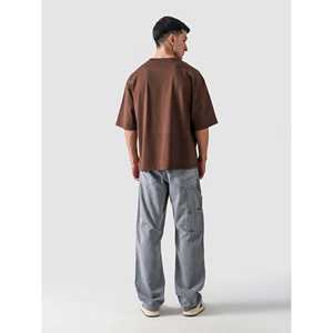 Tissu en jersey marron mocha lavé 100% coton - Product Image 2