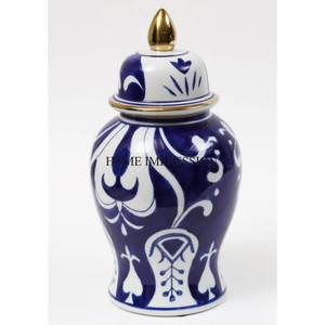 Blue and White Color Antique Designer Enamel Finishing Prime Quality Metal Ginger <b>Jars</b> Kitchenware Supplies in Impressive Price - Product Image 1
