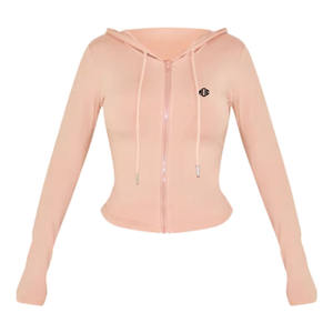 Women's <b>hoodies</b> Tight Fit Zip Up Activewear Hoodie Stretch Knit Fabric Poly Spandex Blend 220-260 GSM Casual Wear - Product Image 5