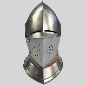 Medieval Close Armet Knight Casco Armet Casco Ancient Close Knight Casco con soporte de madera - Product Image 1