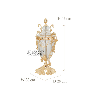 Urna Decorativa de Latón Dorado y Cristal de Lujo, Elegante Pieza de Decoración Clásica para el Hogar - Product Image 3
