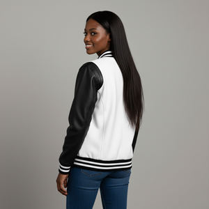 Veste universitaire pour femmes de qualité supérieure 100% coton Corps en laine Couleur personnalisable Imperméable Coupe-vent Broderie de rivets de baseball - Product Image 6