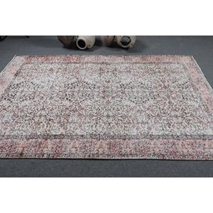 พรมขนาด 5.4x8.6 ฟุต, พรมวินเทจตุรกี, พรมขนสัตว์สีแดงลายอิคัต - Product Image 3