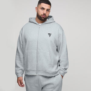 Mens <b>Grey</b> Zip Up Hoodie Streetwear Plain Sweatshirt Soft Cotton <b>Fleece</b> Hooded <b>Jacket</b> Warm Winter Fashion Wear Hoodies - Product Image 1