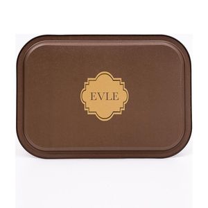 285x400mm grand plateau rectangulaire en métal rétro décoratif ovale Style arabe plateau de service en bois nacre acier pour le service des aliments - Product Image 3