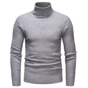 Pull à col roulé pour homme, tricot torsadé, coupe ajustée, qualité supérieure, anti-froissement, anti-boulochage, design classique d'hiver, logo frontal - Product Image 1