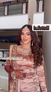 ชุดชาราร่าผ้าไหมสีน้ำตาลเงินพร้อมผ้าคลุมไหล่ แฟชั่นอินเดีย ดีไซน์ใหม่ งานปักเลื่อมผ้าไหมสำหรับงานปาร์ตี้ - Product Image 2