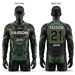 Premium 180 GSM Polyester Paintball Men Jersey Yellow Black Red Panel Design Sublimation Custom Logo <b>Padded</b> Elbow - Product Image 3