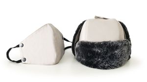 Shark Anatolia Canvas Winter Trapper for <b>Hat</b> Removable Face Mask Ear Cap 100% Cotton Breathable Wind Protection Light Beige - Product Image 6