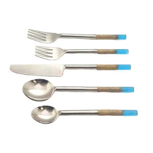 Stainless Steel Flatware Set With Wooden and Acrylic Handle Perfect for Home Dining Events and Special Occasions - Product Image 5