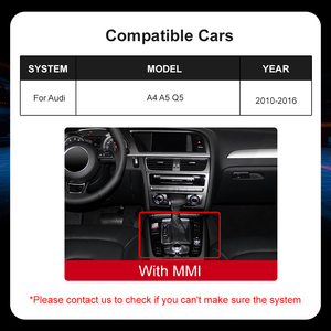 Kit Retrofit Antarmuka Autoabc Wireless CarPlay Android Auto untuk Audi A4 A5 Q5 2010-2016 Sistem MMI 3G AirPlay Kamera OEM - Product Image 3