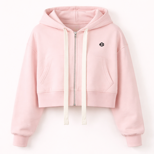 เสื้อฮู้ดครอปซิปสำหรับผู้หญิง แฟชั่นทันสมัย รับทำโลโก้ เสื้อฮู้ดผ้าฝ้ายฟลีซทรงโอเวอร์ไซส์ สไตล์สตรีทแวร์ รับผลิตแบบ OEM และติดฉลากสินค้าส่วนตัว - Product Image 5