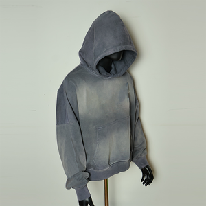 Baggy Fit Kangaroo Pockets Ropa de invierno Sun Faded Sudaderas con capucha de gran tamaño Streetwear Lavado ácido Manga larga Unisex Sudadera con capucha de gran tamaño - Product Image 4