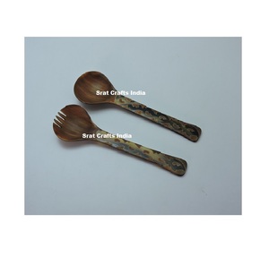 Juego de Cubiertos de Dos Piezas Estilo Nuevo, Cubiertos Reutilizables de Cuerno, Cuchara y Tenedor para Fiestas y Hoteles, Utensilios de Cocina, Herramientas para Servir Ensaladas - Product Image 2